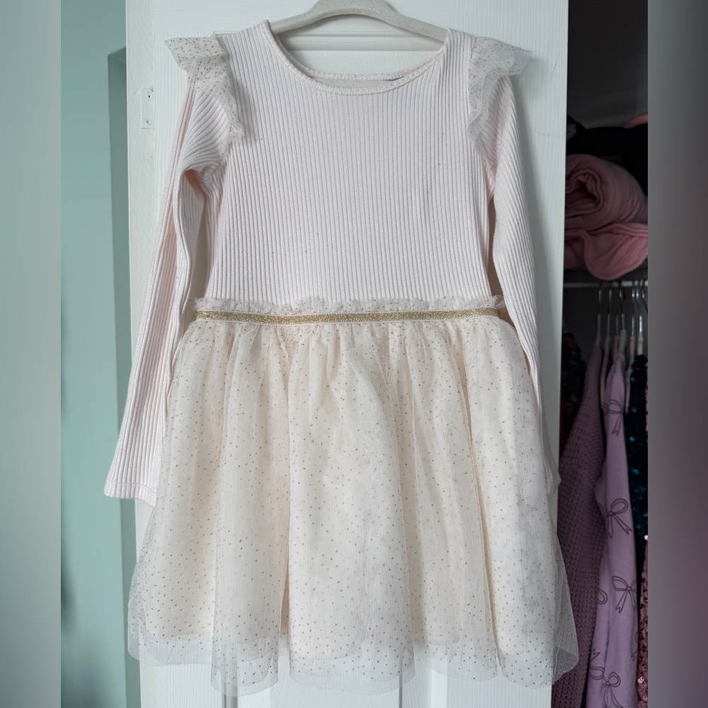 The Children's Place Cream and Gold Casual Dress